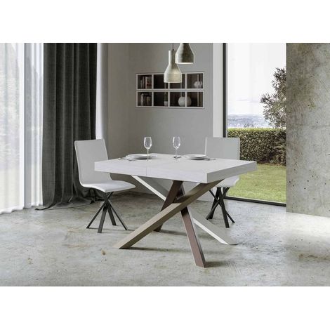 Table extensible 4 à 18 personnes blanc et pieds entrelacés 4 couleurs L 130 à 390 cm Artemis (1/5)