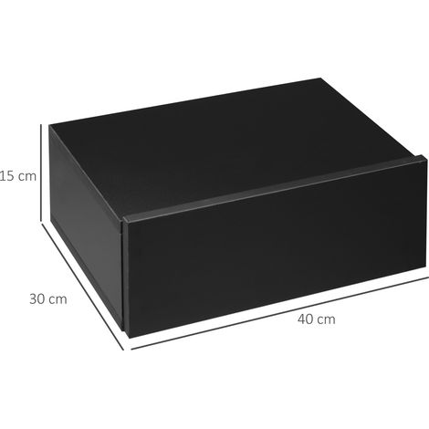 Tables de chevet flottantes modernes en bois pour chambre (lot de 2), 40 x 30 x 15 cm, noires (1/5)