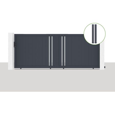 Pack portail coulissant 400x160cm GIONA + 2 poteaux EIFEL H.190cm Gris (1/5)