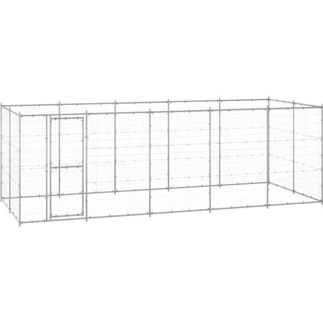 Chenil extérieur cage enclos parc animaux chien extérieur acier galvanisé 12,1 m²