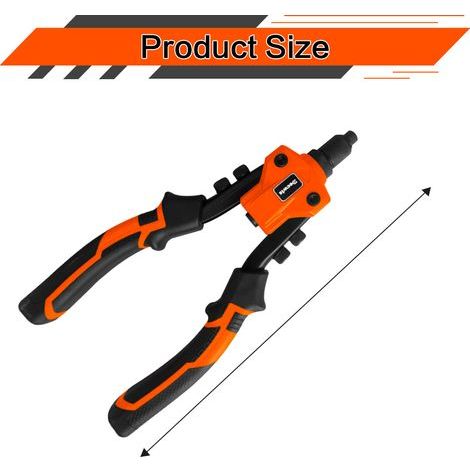 Elektrische Nietpistole, manuelle Nietpistole für den Hausgebrauch, Nietpistole, Kappennietpistole, Zugnietpistole, orange-schwarze Aluminium-Nietpistole. (1/5)