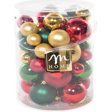 Confezione palline natalizie in plastica per albero di Natale dimensioni assortite -Multicolor / 50 palline (1/4)