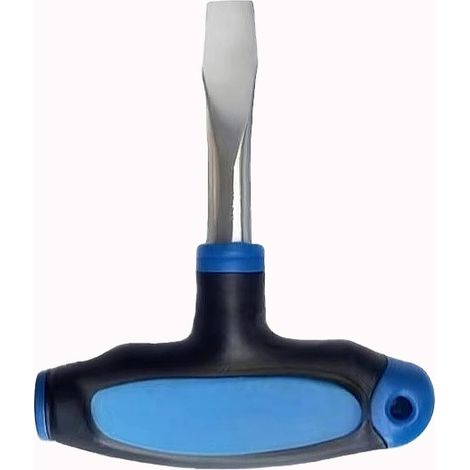 Tournevis plat en T de 10 mm - Tournevis long avec tête plate - En plastique ergonomique - Poignée - Tournevis plat - Pour sets de films, atelier, mécanicien, outil de montage, fixation et desserrage (1/5)