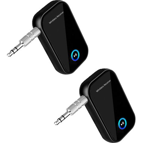 Bluetooth Receiver - 3.5 mm Aux - Version 5.0 - Pour Auto et Maison - Autonomie 10 H - Portée 10 M - Lot de 2