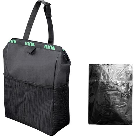 Poubelle de Voiture Étanche Grande Capacité (13,5L) + 50 Sacs Inclus - Sac Poubelle Auto Suspendu avec Couvercle et 4 Poches de Rangement - Organisateur Siège Arrière Pliable en Tissu Oxford (1/5)