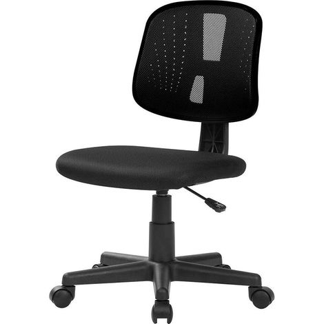 Dmora - Chaise de bureau Dlazeti, Chaise de bureau de travail, Siège de bureau ergonomique, 49x43h81/93 cm, Noir (1/3)