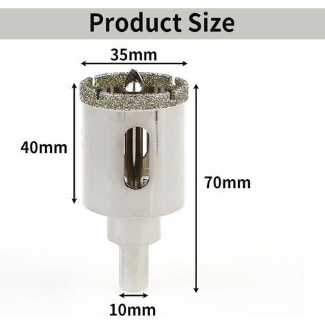Scie Cloche Diamant 35mm, Trépan pour Carrelage, Céramique, Pierre et Verre, Outil Précis pour Coupe de Matériaux Durs (1/5)