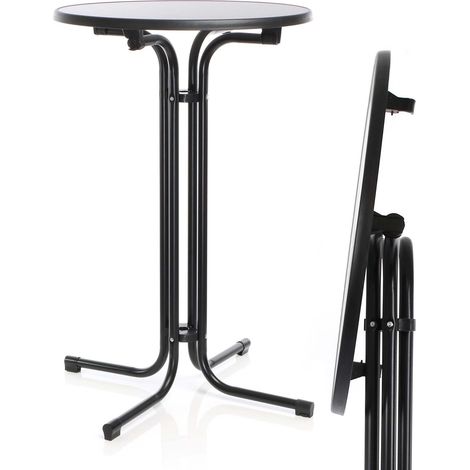 Toboli klappbarer Bistrotisch in Schwarz Ø80cm runder Stehtisch Indoor/Outdoor Klapptisch 110cm hoch