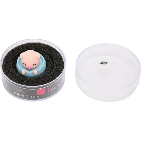 Clé USB Petit Cochon Rose avec Boucle Anneau 128 Go, Flash Drive Amovible Anti-Interférence Électromagnétique, pour Maison École Bureau (1/5)