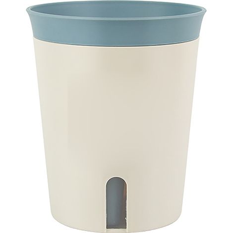 Maceta grande de plástico azul, apilable, con orificio de drenaje para plantas de interior y jardín. (1/5)