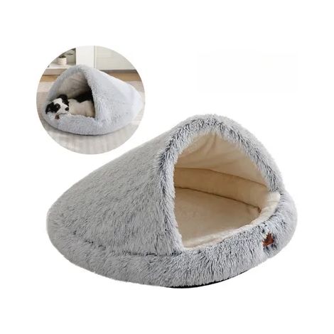Panier pour chien deux en un : Niche douillette + couverture, taille XXS [50 x 40 cm] avec doublure imperméable  Peluche auto-chauffante pour Border Collie (gris clair)