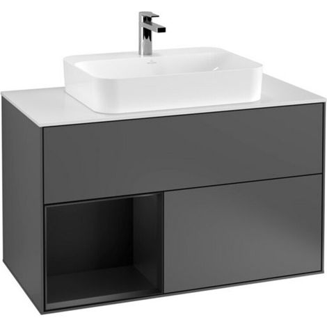 V&B Waschtischunterschrank Wandbeleuchtung Finion 100, Pl w m, Rg li bla m Lac, Anthrac. m (1/2)