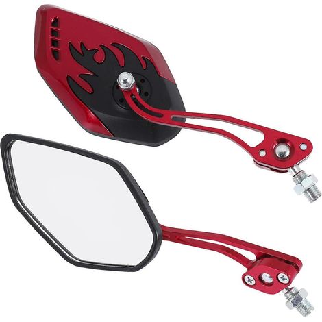 2 rétroviseurs latéraux pour moto/scooter, diamètre de vis 10 mm / 8 mm, rotation à 360°, rouge (1/5)