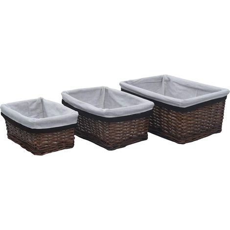 286977 vidaXL 3 Piece Nesting Basket Set Brown Willow (1/5)
