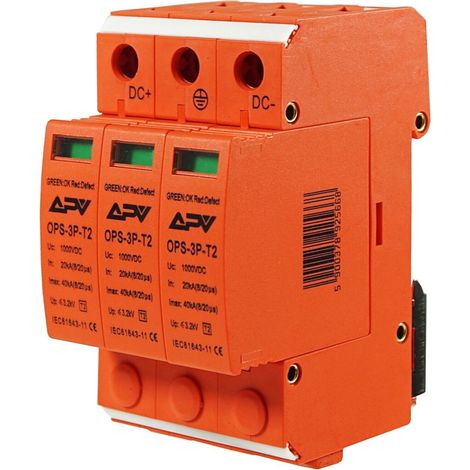 Überspannungsableiter C (T2) 3-polig für 1000V DC 40kA PV Photovoltaik DIN-Schienenmontage