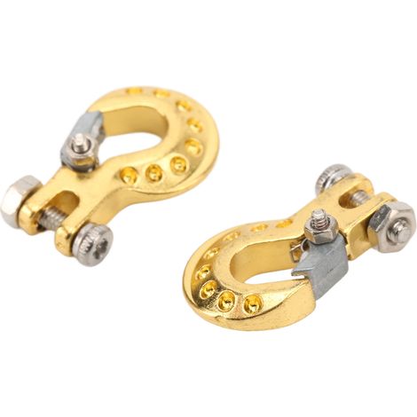 2 Pièces Crochet de Remorque en Alliage d'Aluminium Léger pour Véhicules RC 1/10, Compatible SCX10, D90 - Amélioration et Accessoire RC - Doré (1/5)