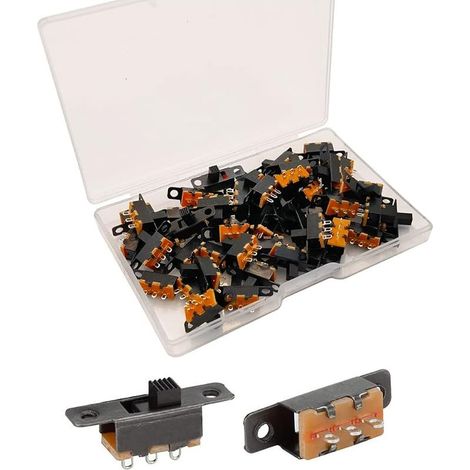 Gebildet 50pcs Mini Interrupteur à Bascule SPDT Interrupteur à Glissière 0.5A 50V DC 3Broches 2Positions, Panneau Interrupteur à Glissière Marche/Marche, Micro Miniature Verrouillage SS-12F15 (1/5)