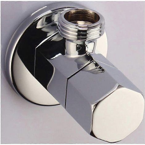 Robinet d'arrêt d'angle en cuivre durable HEMOTON pour lavabo et toilettes, installation facile, couleur argent, 1 pièce (1/5)