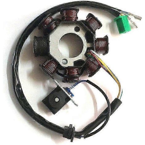 Stator de magnéto 25-26 à 8 bobines pour alternateur de quad, cyclomoteur, kart et scooter GY6 125cc/150cc (1/4)
