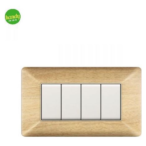 Placca da 4 moduli Easy Elettrocanali in plastica effetto legno di betulla