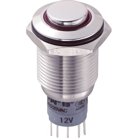 TRU COMPONENTS 701945 LAS2GQH-11E/R/12V/S/P Vandalismusgeschützter Drucktaster 250 V/AC 3 A 1 x Ein/