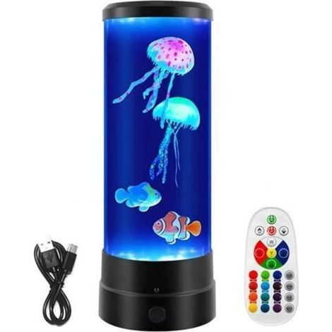 à Bulles, Lampe à MéDuses, LumièRe LED D'Aquarium à 16Couleurs Changeantes avec TéLéCommande, Veilleuse à MéDuses AlimentéE par USB (1/4)