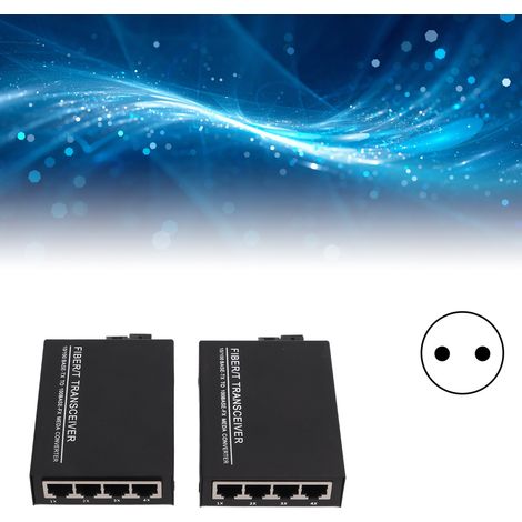 Émetteur-récepteur monomode mono-fibre 1-fibre-4-électrique pour caméras de surveillance HD 25KM, câble réseau dédié à fibre optique vers RJ45, norme européenne 100-240V. (1/5)
