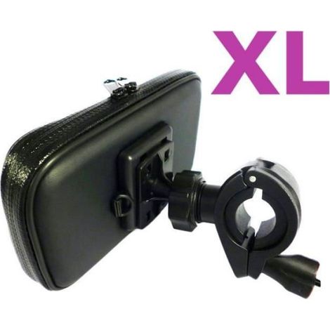 Support Téléphone Portable - Pour Vélo Moto Voiture - Pochette Étanche iPhone 12 Pro Max - Fixation Guidon 24 mm à 33 mm - Noir XL