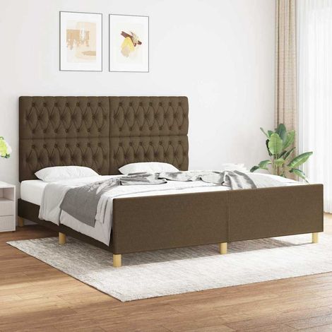 Cadre de lit sans matelas marron foncé 180x200 cm tissu (1/5)