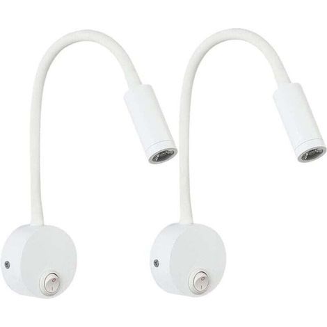 2er-Pack LED-Wandleselampe, Weiß, Schreibtischlampe mit warmweißem Licht und Augenschutz, Nachttischlampe mit Schalter