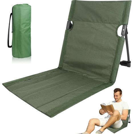 Chaise de Plage Pliable - 1 Unité - Aluminium et Tissu Oxford - Dossier Ergonomique - Camping et Jardin - Vert Kaki (1/5)