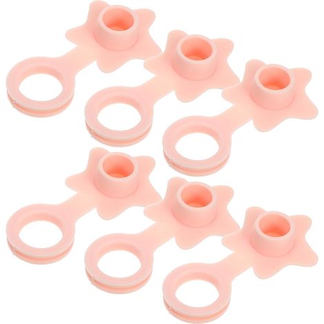 6 bouchons de lavabo, rose, silicone, anti-fuite, pour vasque (1/5)