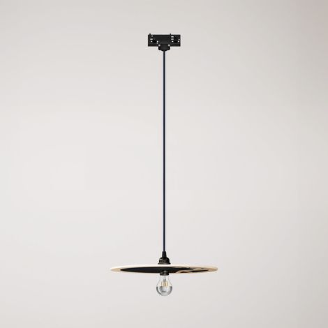 Creative Cables - Lampa wisząca Track z dwustronnym drewnianym kloszem UFO - lampa w zestawie
