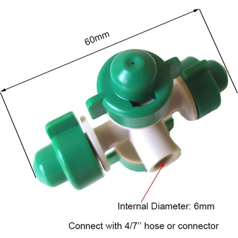 Porteur d'irrigation de jardinage Sprinkler anti-goutte d'eau brouillard sprinkler greffler greffer house irrigation 2 pièces (Color : Green 4 way nozzle) (1/5)