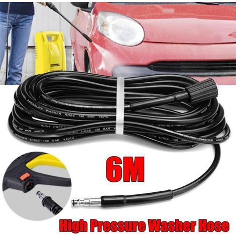Tuyau Haute Pression - 6 M - 130 Bar - Pour Nettoyeurs Haute Pression - Noir (1/5)