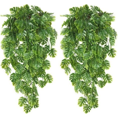 2 Pièces Faux Plantes de Lierre Artificielles Faux Feuilles de Palmier Monstera Tropical pour Intérieur Extérieur Maison Jardin Décoration Murale Artificielles Vignes Suspendues (1/5)