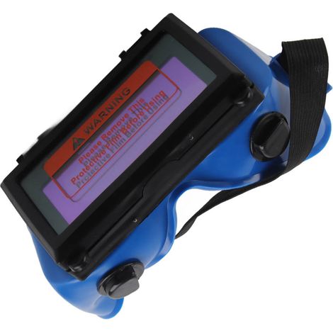 Selbstverdunkelnde, solarbetriebene Schweißerbrille mit Schutzgläsern für Schweißer (blau) (1/5)