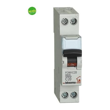 Interruttore magnetotermico 20a Bticino 1 modulo interruzione icn 4,5 ka