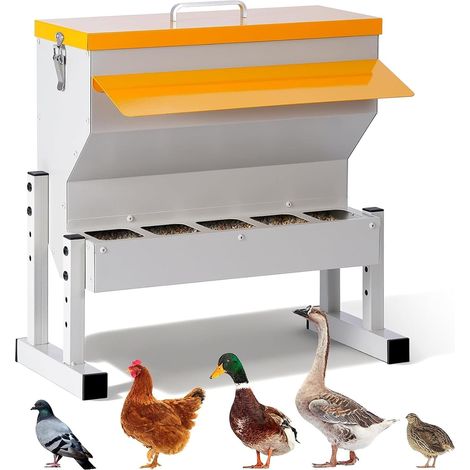 Mangeoire Poules avec Pieds en Métal, 16L Distributeur graines Poules (1/5)