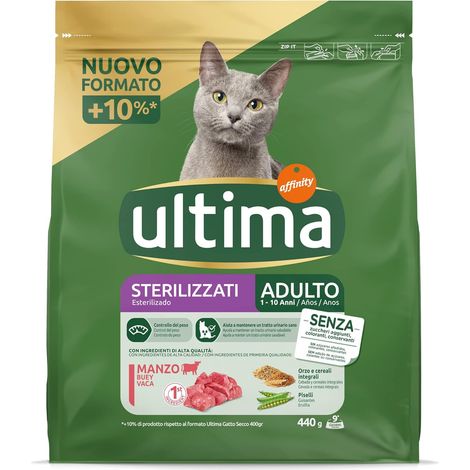 ULTIMA CROCCHETTE PER GATTO ADULTO 1-10 ANNI 440 GR GUSTO MANZO PER GATTI STERILIZZATI (1/5)