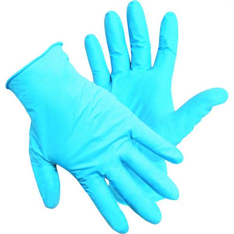 1CF GUANTI MONOUSO IN NITRILE NITROFLEX CF.100 PZ. Col. Blu tg. 8,5 (L)