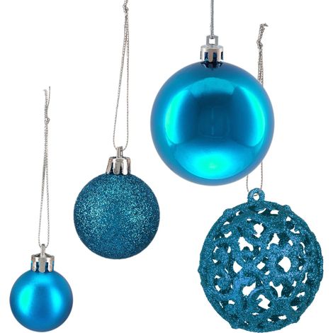 Set di 50 palline di Natale decorative e glitterate per albero 7 x 6 cm in plastica rossa 130012517