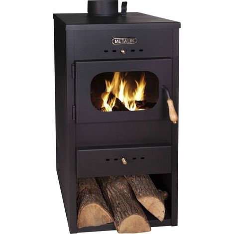 Poêle à bois Metalik Hit 8,6 kW avec plaque en métal – compacte et puissante