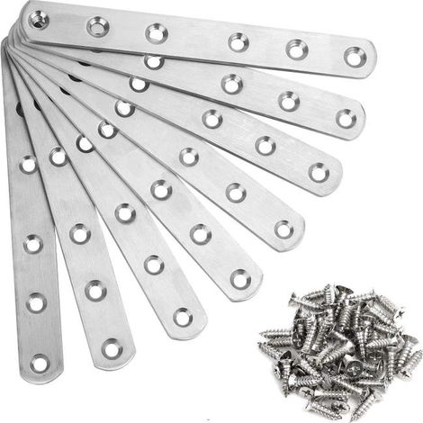 (8 pezzi) Piastre di assemblaggio piatte perforate, piastre di collegamento, staffe di fissaggio metalliche dritte (1/5)