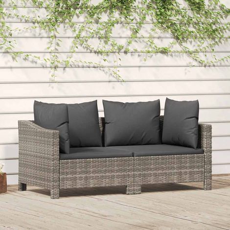 vidaXL Set da giardino 2 pezzi con cuscini grigio in polyrattan
