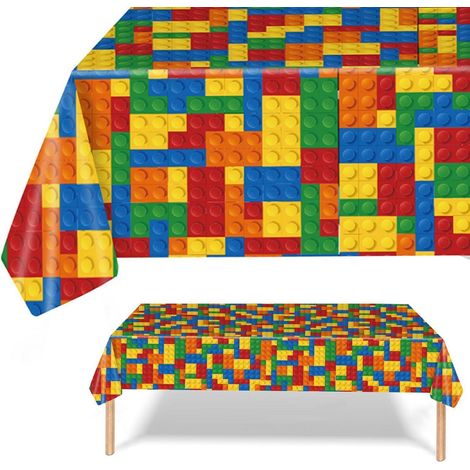 Bausteine Tischdecke 137x274 cm, Mehrfarbig, Kunststoff, Geburtstag Party Zubehör