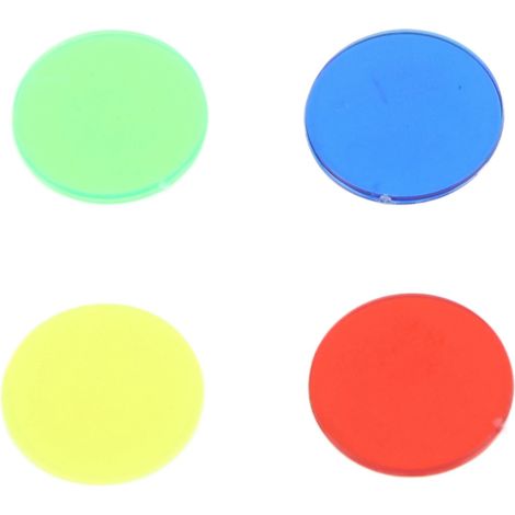 100 jetons de jeu transparents ronds de 15 mm de diamètre, 4 couleurs, pour jeux de société et comptage. (1/5)