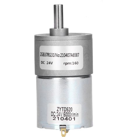 Moteur électrique à engrenages DC 24V, arbre de 37 mm de diamètre, micro motoréducteur ZGB37RG 160R‑24V, haute précision, usage industriel (1/5)