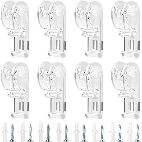 Lot de 8 supports de cordon transparents pour store enrouleur de rideau avec vis pour stores verticaux et romains (1/4)