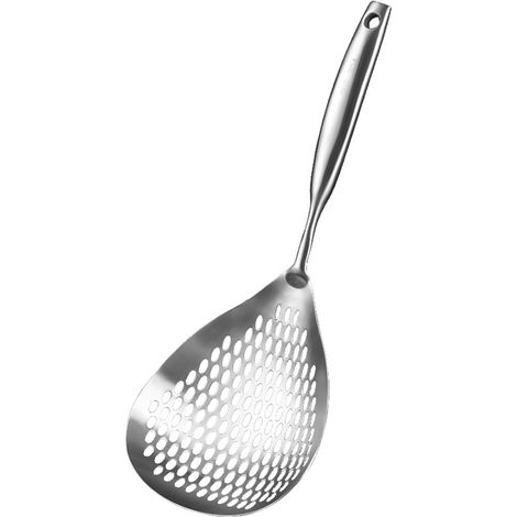 Écumoire à trous - Cuillère filtrante en acier inoxydable 304 de qualité alimentaire avec poignée ergonomique et trous de suspension, écumoire pour la cuisine et l'égouttage. (1/5)